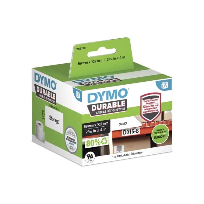Etiket Dymo LabelWriter industrieel 59x102mm 1 rol á 300 stuks wit