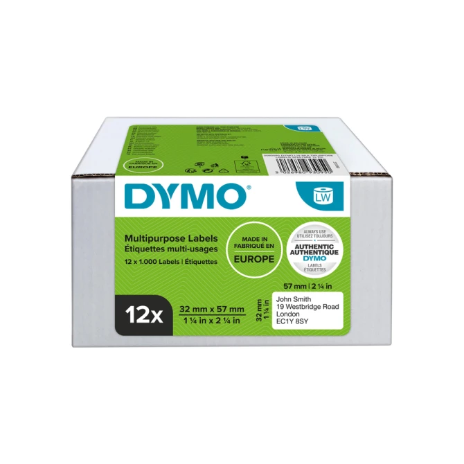 Etiket Dymo LabelWriter multifunctioneel 32x57mm 12 rollen á 1000 stuks wit