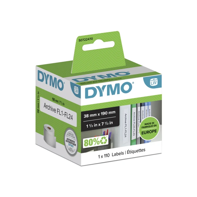 Etiket Dymo LabelWriter multifunctioneel 38x190mm 1 rol á 110 stuks wit