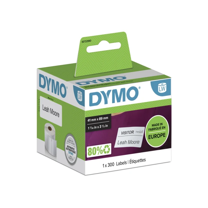 Etiket Dymo LabelWriter naamkaart 41x89mm 1 rol á 300 stuks wit