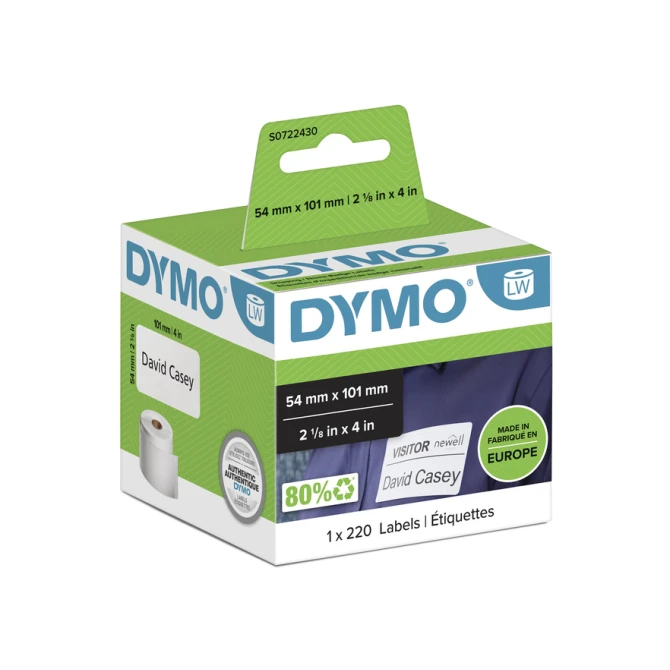 Etiket Dymo LabelWriter naamkaart 54x101mm 1 rol á 220 stuks wit