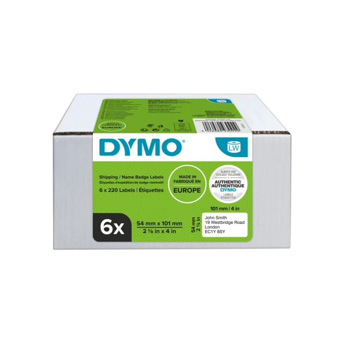 Etiket Dymo LabelWriter naamkaart 54x101mm 6 rollen á 220 stuks wit
