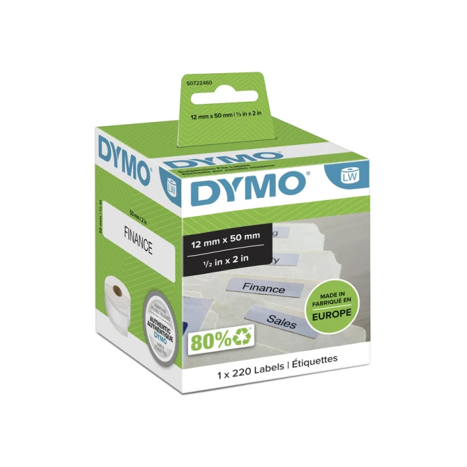 Etiket Dymo LabelWriter naamkaart hangmap 12x50mm 1 rol á 220 stuks wit