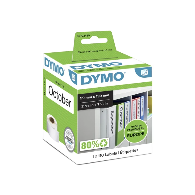 Etiket Dymo LabelWriter naamkaart ordner 59x190mm 1 rol á 110 stuks wit
