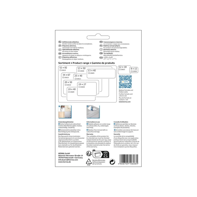 Etiket HERMA 10608 19x27mm verwijderbaar wit 720 etketten