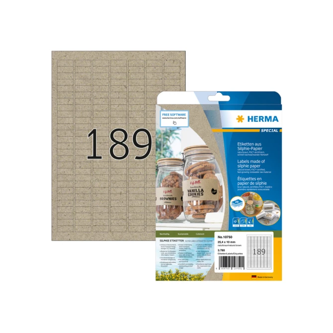 Etiket HERMA 10750 25.4 x 10mm silphie bruin 3780 stuks