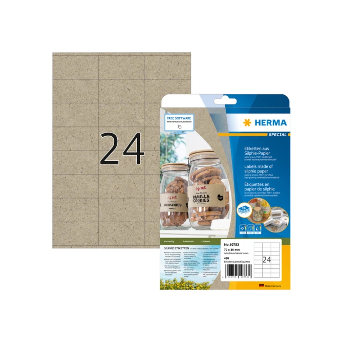Etiket HERMA 10753 70x36mm silphie bruin 480 stuks