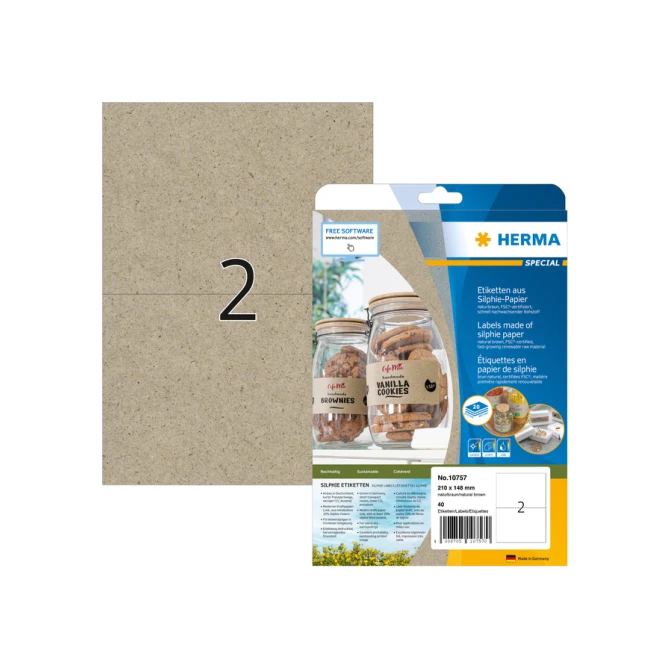 Etiket HERMA 10757 210x148mm silphie bruin 40 stuks
