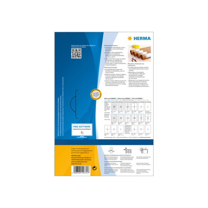 Etiket HERMA 10774 210x148mm weerbestendig wit 160stuks