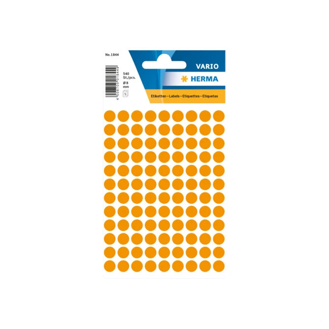 Etiket HERMA 1844 rond 8mm fluor oranje 540stuks