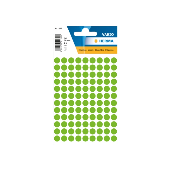 Etiket HERMA 1845 rond 8mm groen 540stuks