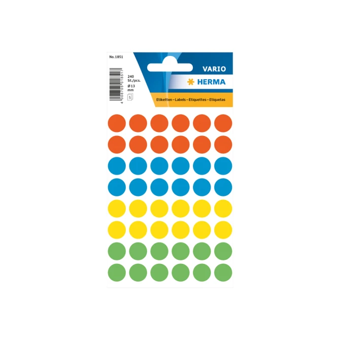 Etiket HERMA 1851 rond 12mm assorti 240stuks
