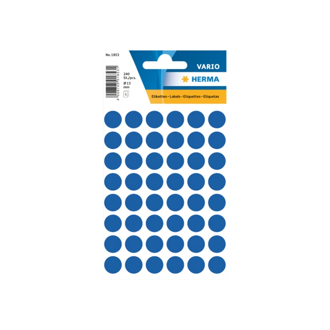 Etiket HERMA 1853 rond 13mm donkerblauw 240 etiketten