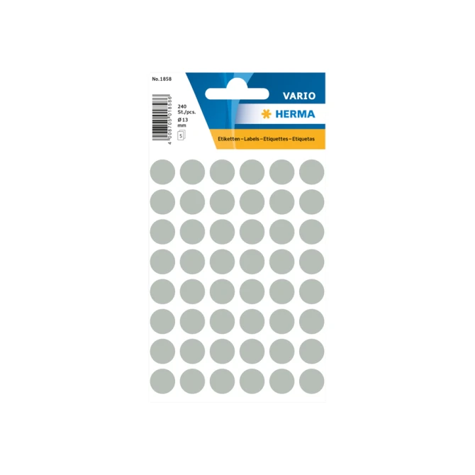 Etiket HERMA 1858 rond 13mm grijs 240 etiketten