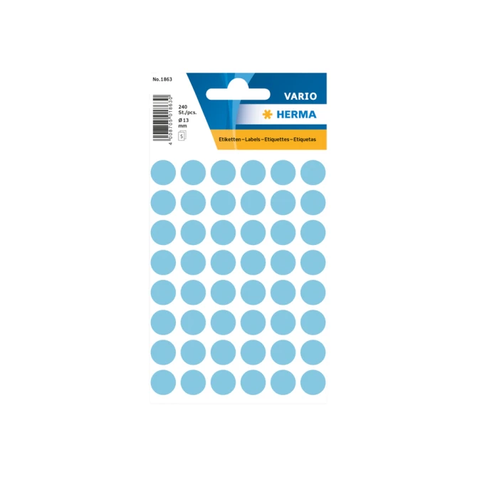Etiket HERMA 1863 rond 12mm blauw 240stuks