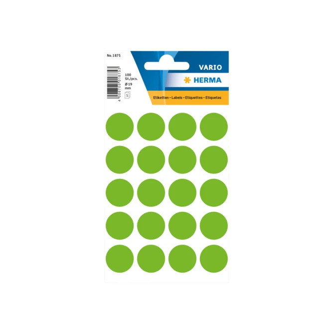 Etiket HERMA 1875 rond 19mm groen 100stuks