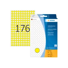 Etiket HERMA 2211 rond 8mm geel 5632stuks