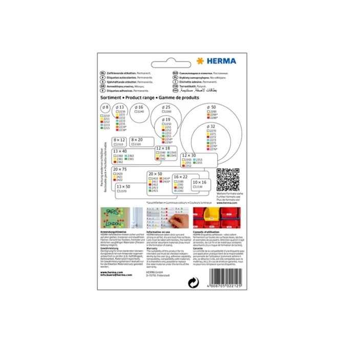 Etiket HERMA 2212 rond 8mm rood 5632stuks