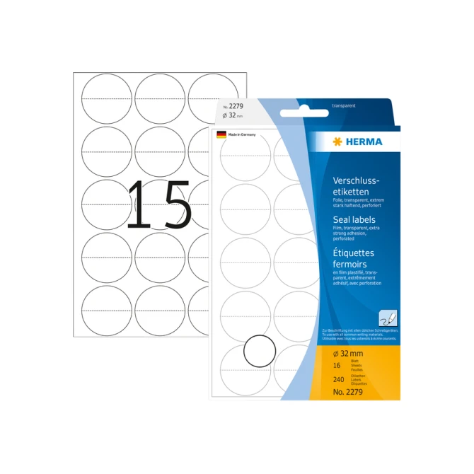 Etiket HERMA 2279 32mm transparant 240 etiketten