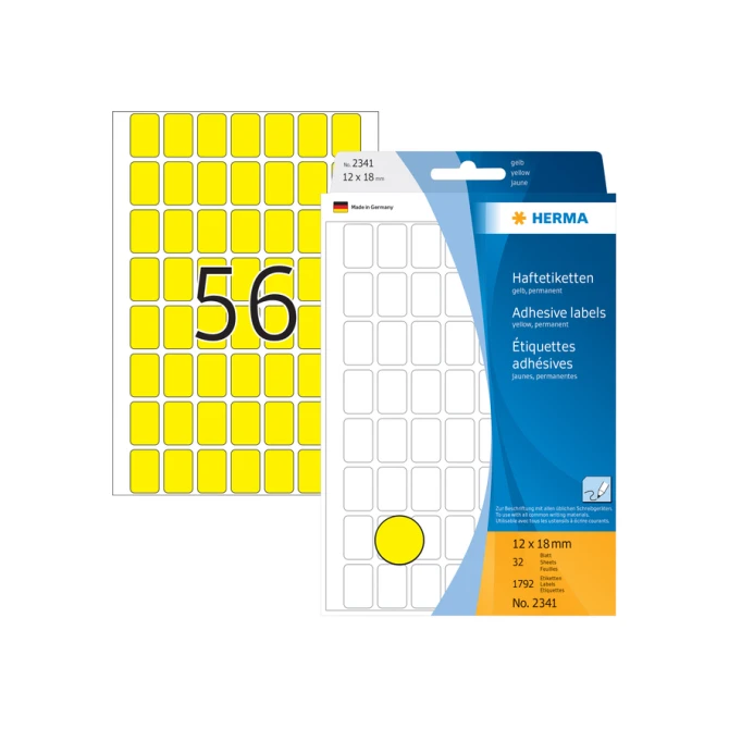 Etiket HERMA 2341 12x18mm geel 1792stuks