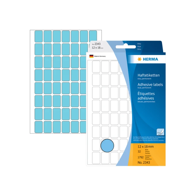 Etiket HERMA 2343 12x18mm blauw 1792stuks