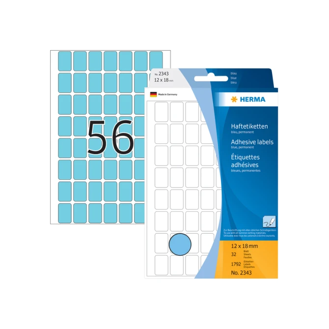 Etiket HERMA 2343 12x18mm blauw 1792stuks
