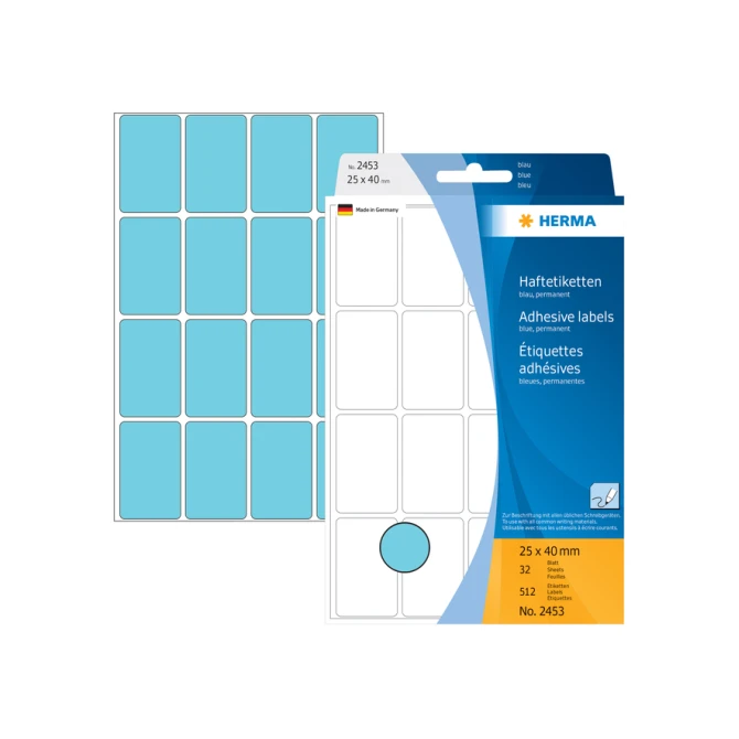 Etiket HERMA 2453 25x40mm blauw 512stuks
