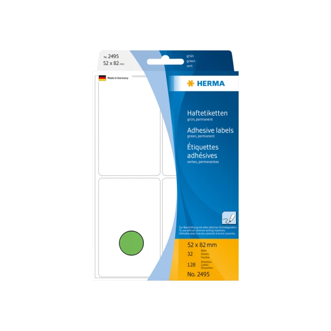 Etiket HERMA 2495 52x82mm groen 128stuks
