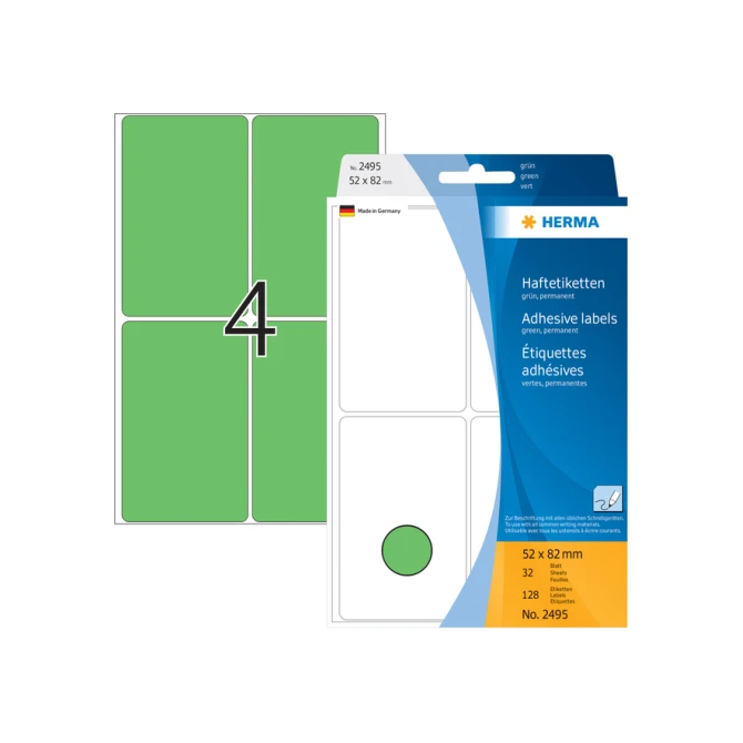Etiket HERMA 2495 52x82mm groen 128stuks
