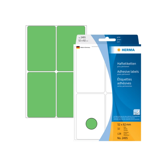 Etiket HERMA 2495 52x82mm groen 128stuks