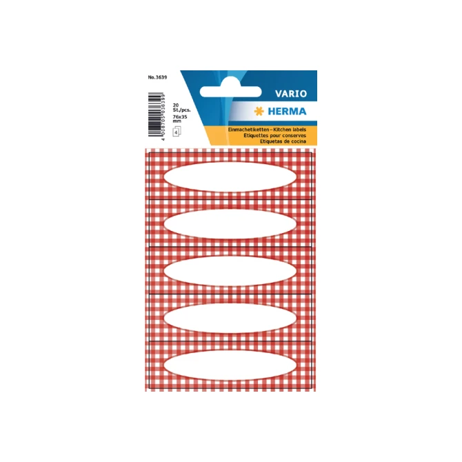 Etiket HERMA 3639 keuken ruit rood
