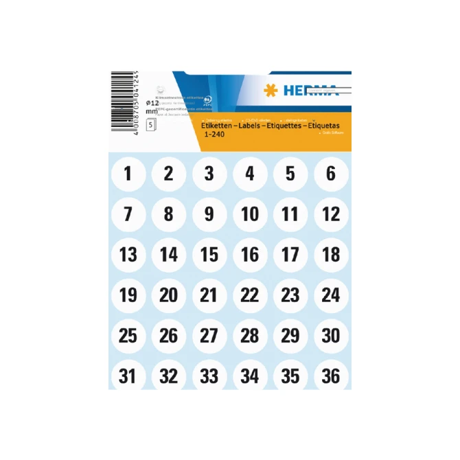 Etiket HERMA 4124 12mm getallen 1-240 240stuks