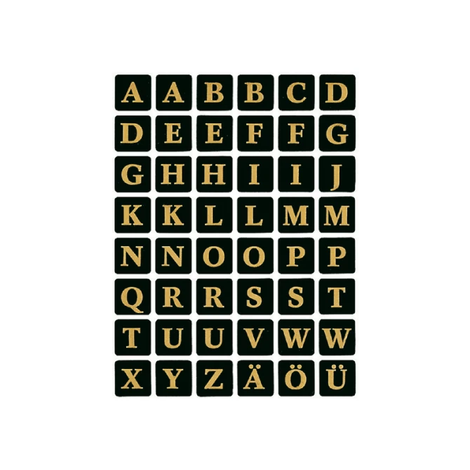 Etiket HERMA 4130 13x13Mm letters A-Z zwart op goud