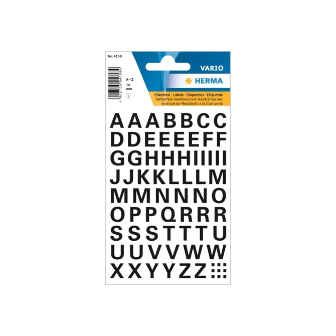 Etiket HERMA 4158 10mm letters A-Z zwart