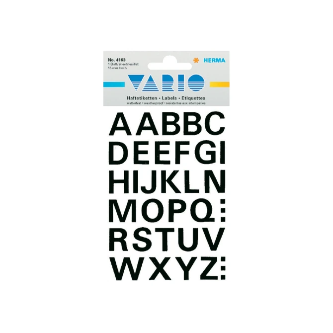 Etiket HERMA 4163 15mm letters A-Z zwart