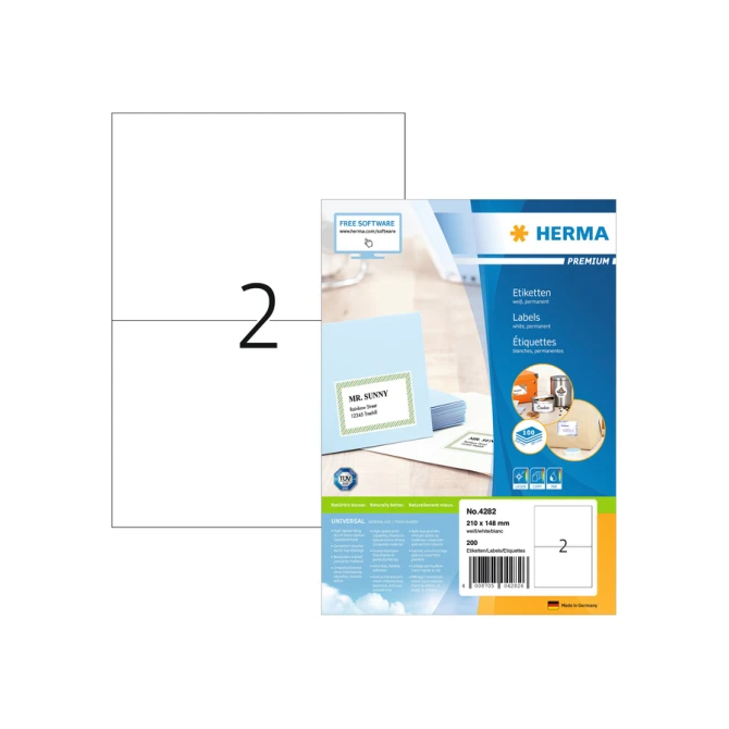 Etiket HERMA 4282 210x148mm A5 premium wit 200stuks