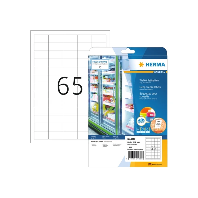 Etiket HERMA 4388 38.1x21.2mm diepvries wit 1625 etiketten