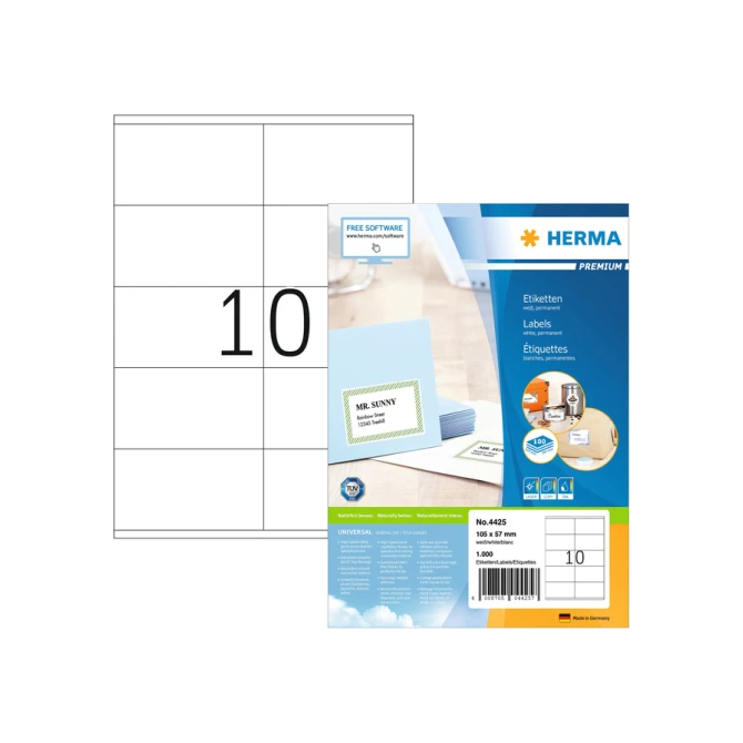 Etiket HERMA 4425 105x57mm premium wit 1000stuks