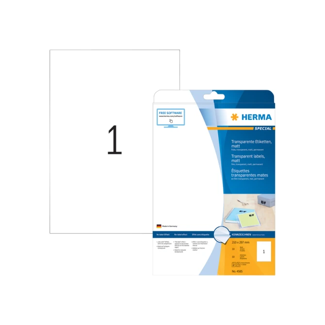 Etiket HERMA 4585 210x297mm weerbestendig transparant mat 10stuks