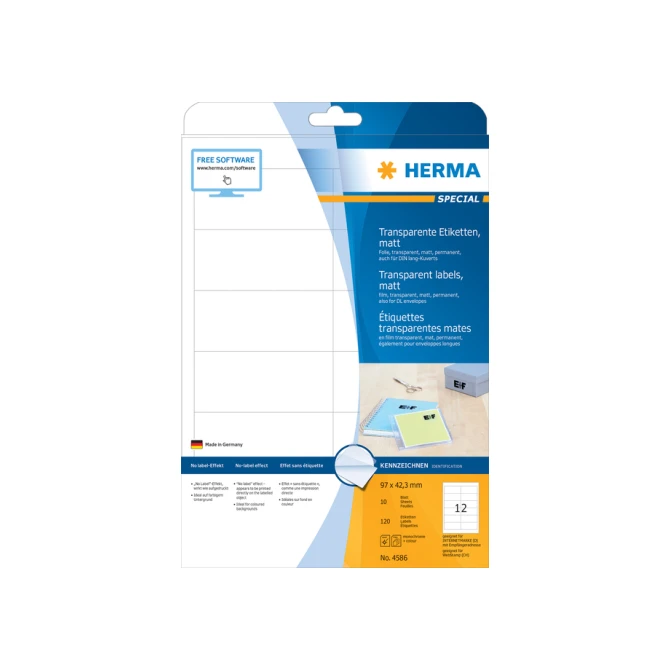 Etiket HERMA 4586 97x42.3mm weerbestendig transparant mat 120stuks