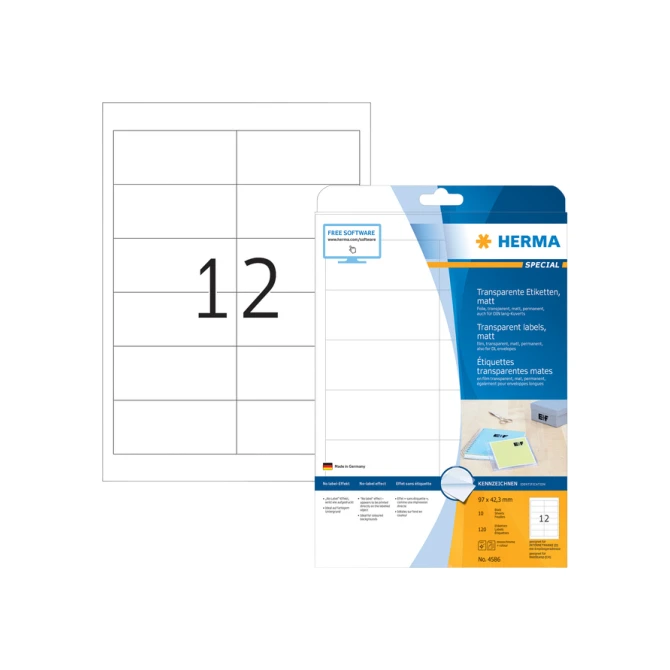 Etiket HERMA 4586 97x42.3mm weerbestendig transparant mat 120stuks
