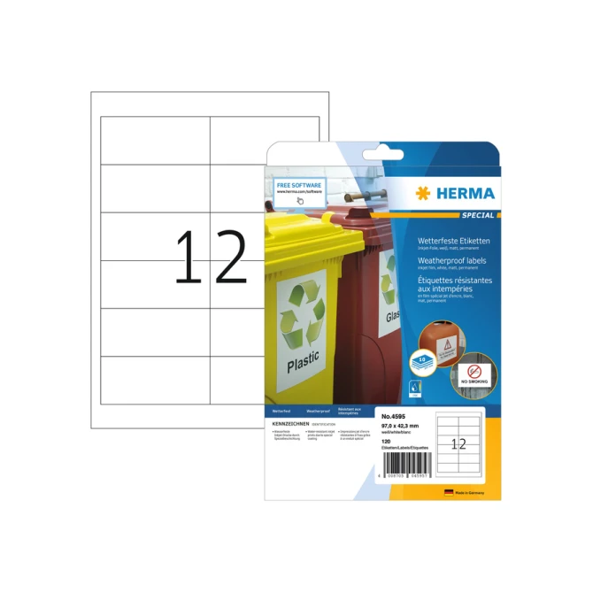 Etiket HERMA 4595 97x42.3mm folie wit