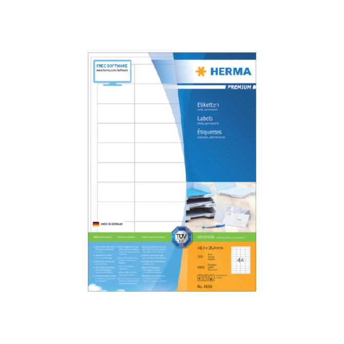 Etiket HERMA 4608 48.3x25.4mm premium wit 8800stuks