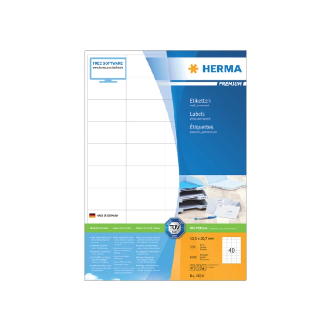 Etiket HERMA 4610 52.5x29.7mm premium wit 8000stuks