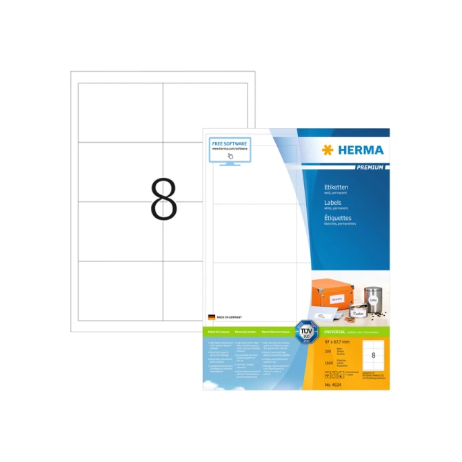 Etiket HERMA 4624 97x67,7mm premium wit 1600stuks