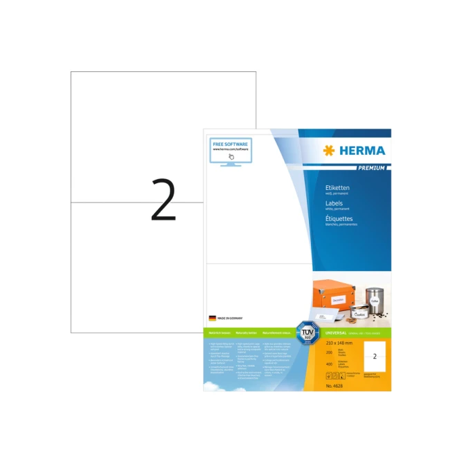 Etiket HERMA 4628 210x148mm A5 premium wit 400stuks