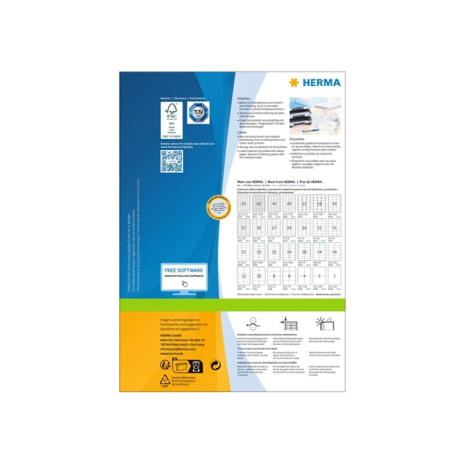 Etiket HERMA 4654 105x39mm premium wit 1400 stuks