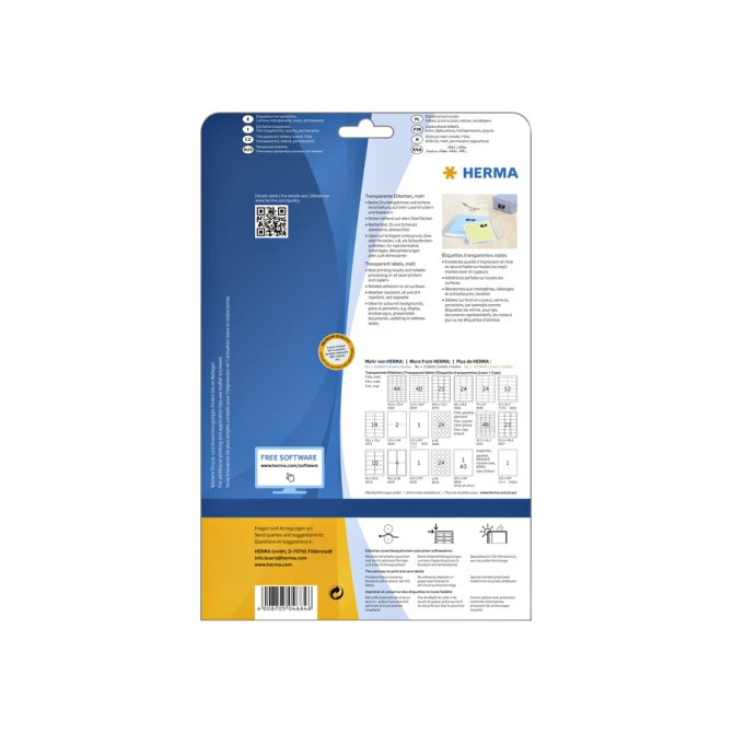 Etiket HERMA 4684 52.5x29.7mm A4 folie transparant mat