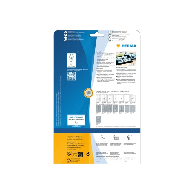 Etiket HERMA 4915 199.6X143.5mm glossy wit 50 etiketten