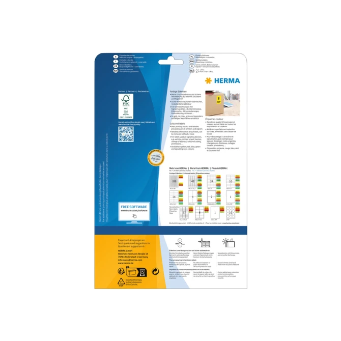Etiket HERMA 5058 105x42.3mm verwijderbaar geel 280stuks
